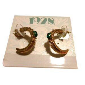 NEW Gold Tone Oval Crystal Hoop Earrings
